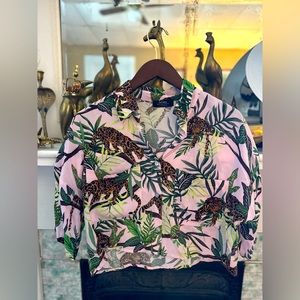 Cropped Leopard Print Shirt from Bershka